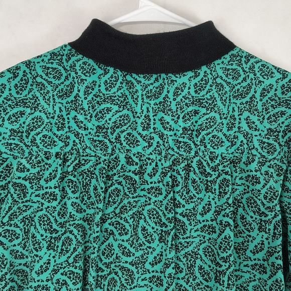 Vintage 80s Sheridan Square Women's Green Paisley Plus Size Midi Dress Sz 16P - Picture 7 of 8